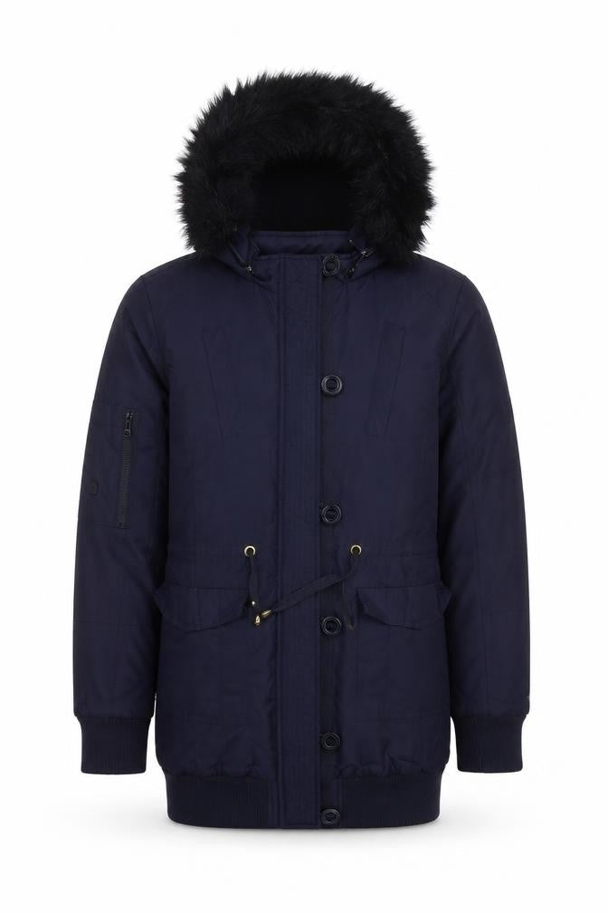 Fenchurch Men's Blue Hooded Parka Coat S
