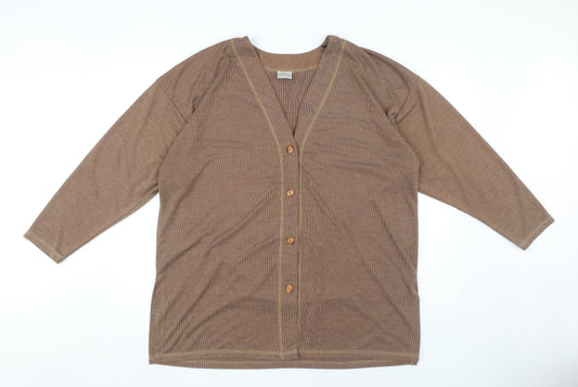 C&A Women's Brown Cardigan Size 22 V-Neck