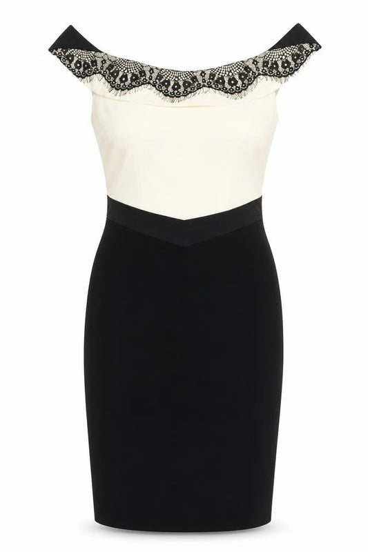 Hybrid Women's Ivory Black Pencil Dress Size 10
