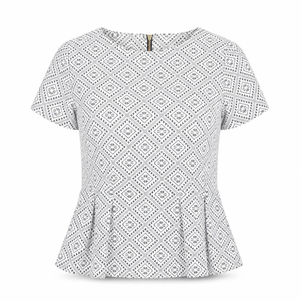Almari Women's White Geometric Top