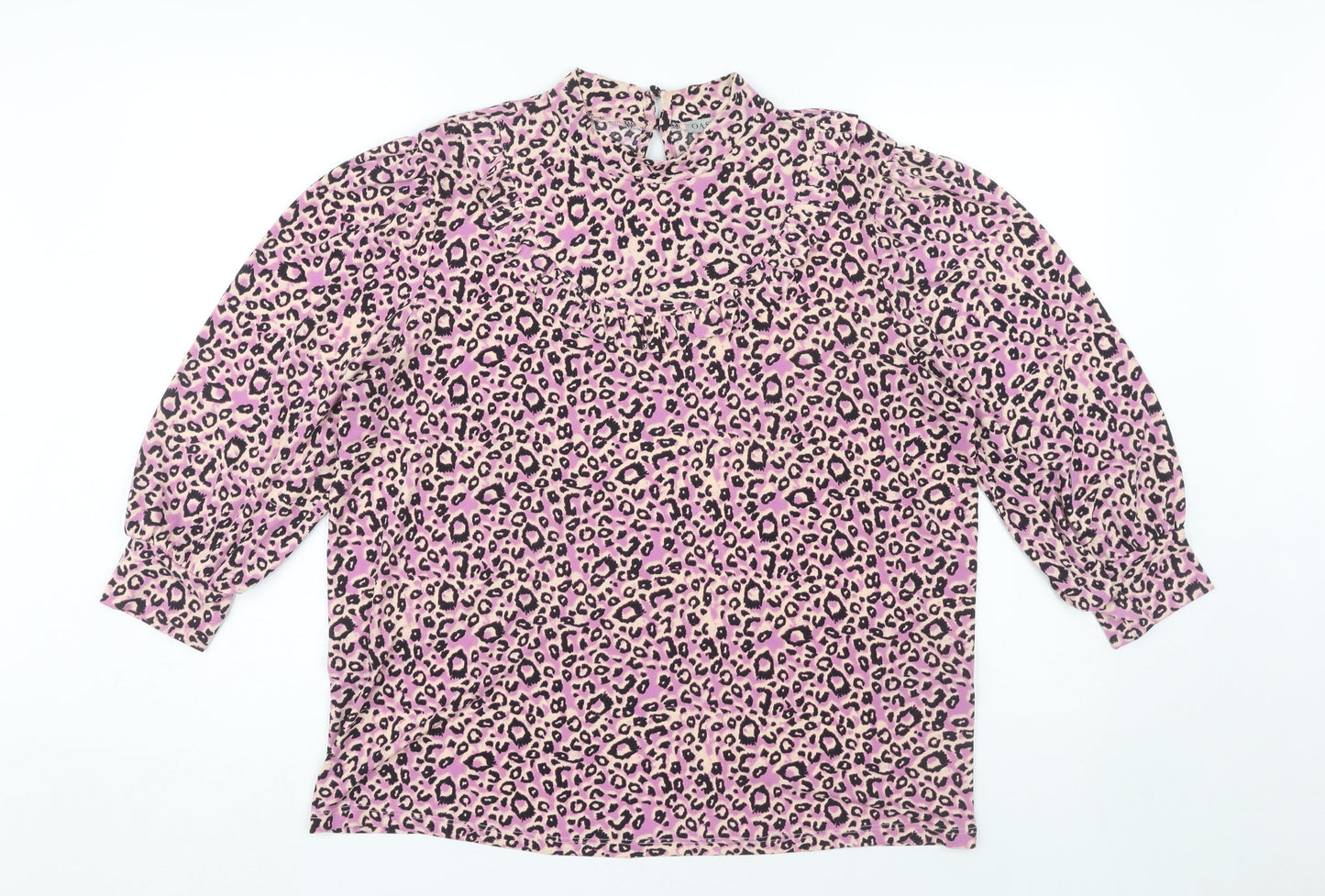 Oasis Women's Pink Animal Print Tunic Blouse, Size L