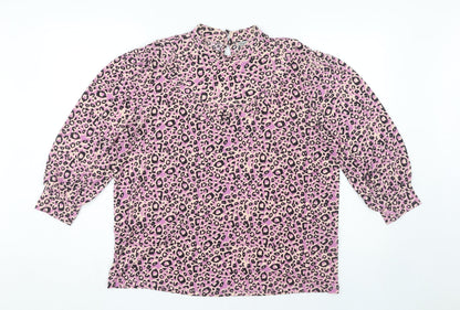 Oasis Women's Pink Animal Print Tunic Blouse, Size L