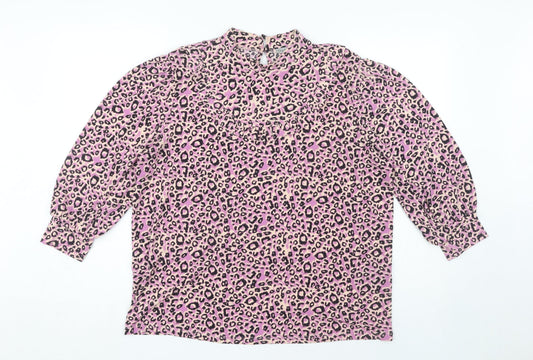 Oasis Women's Pink Animal Print Tunic Blouse, Size L
