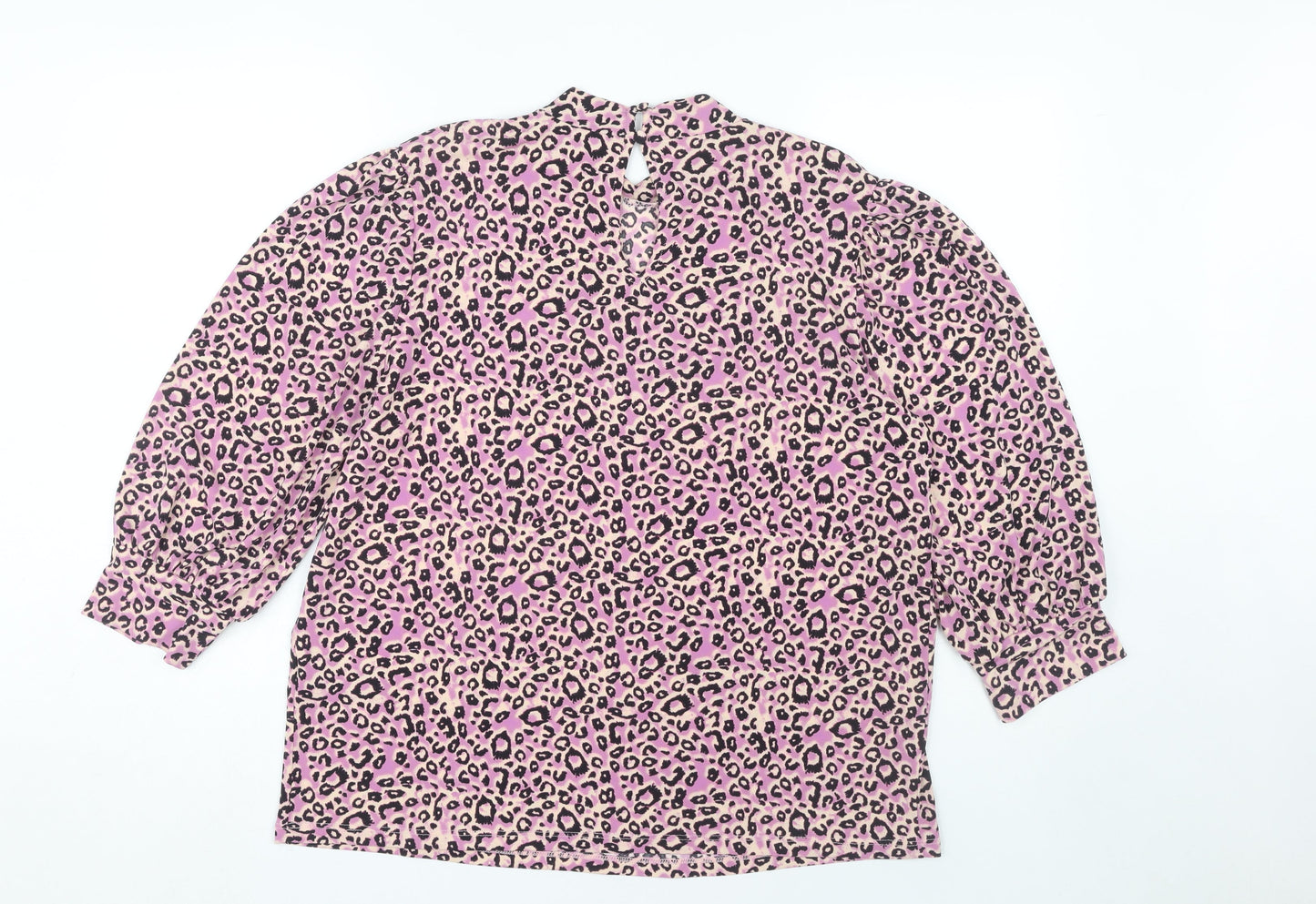 Oasis Women's Pink Animal Print Tunic Blouse, Size L
