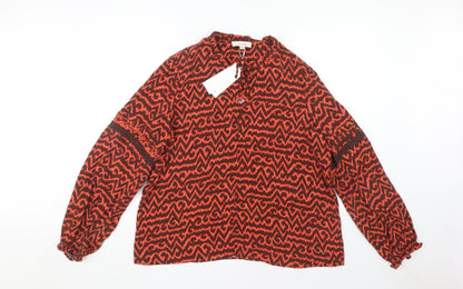 Additional front view of Marks & Spencer Red Geometric Blouse, size 14, New