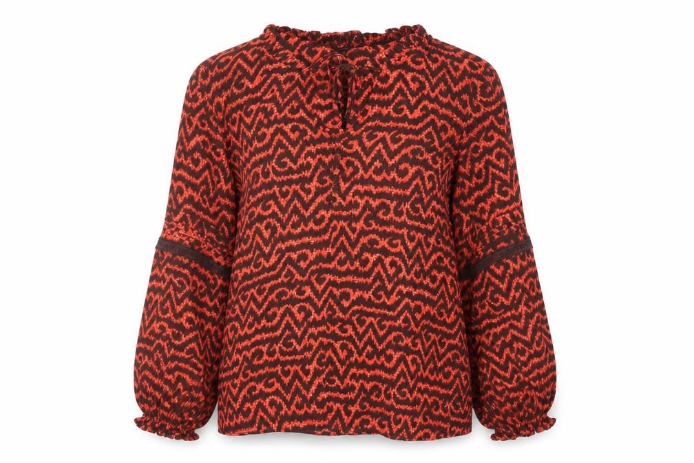 Marks & Spencer Red Geometric Blouse, Size 14, New
