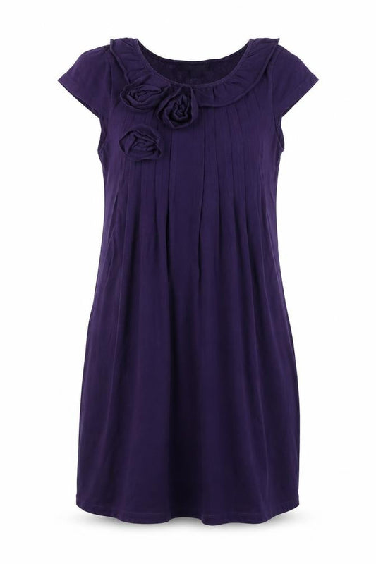 Next Women's Purple Dress Size 10 with Flower Accents