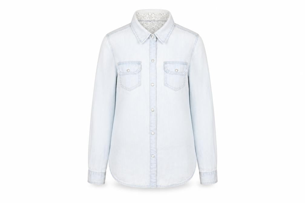 Fat Face Women's Blue Denim Button-Up Shirt Size 10
