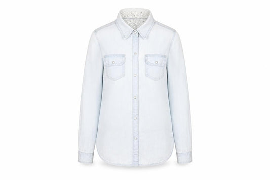 FatFace Women's Blue Denim Button-Up Shirt Size 10