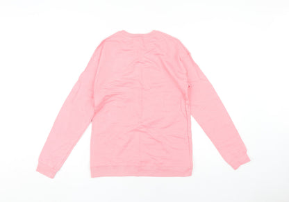 Back view of Disney Mickey & Friends girls’ pink sweatshirt 12-13 years, long sleeve