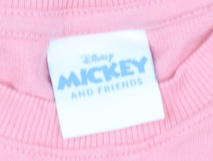 Close-up detail of Disney Mickey & Friends girls’ pink sweatshirt 12-13 years, long sleeve