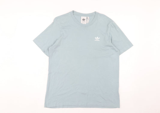 Adidas Men Blue T-Shirt Crew Neck S Logo Accent