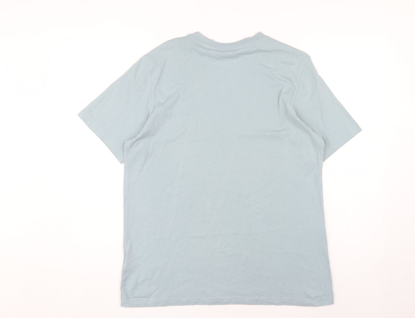 Adidas Men Blue T-Shirt Crew Neck S Logo Accent