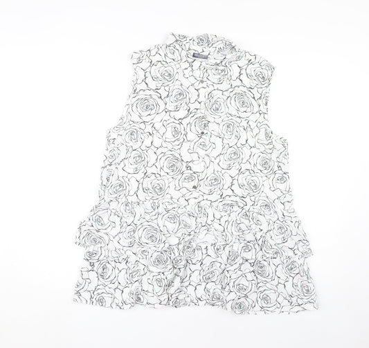 Beloved Women's White Floral Sleeveless Blouse Size 12