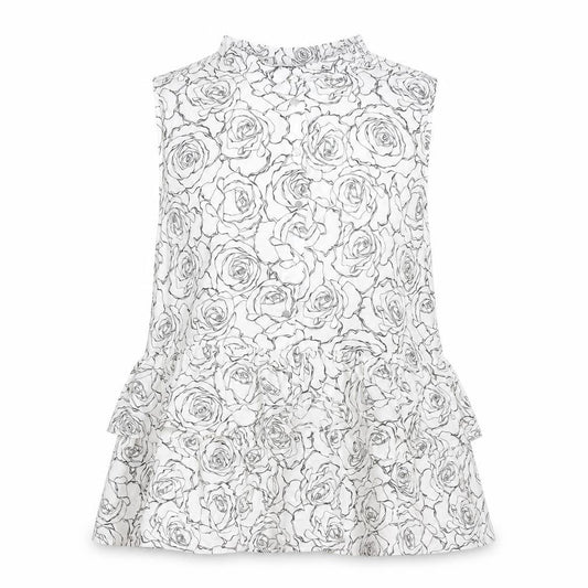 Beloved Women's White Floral Sleeveless Blouse Size 12