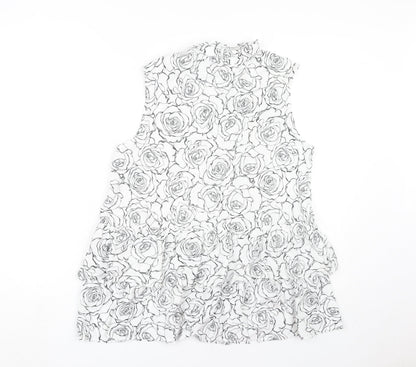 Beloved Women's White Floral Sleeveless Blouse Size 12