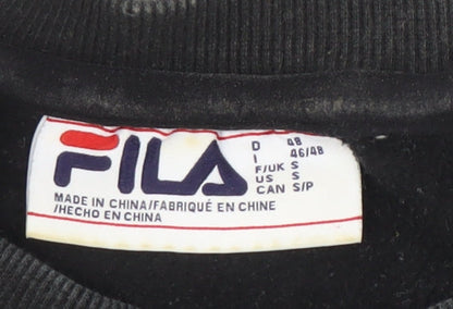 Brand and care label for Fila men’s black pullover sweatshirt s