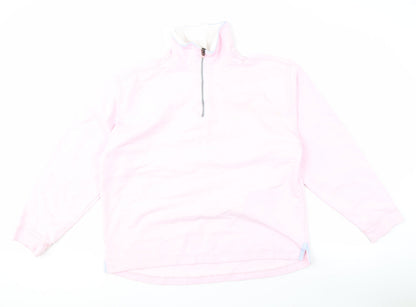 Additional front view of Crew Clothing Men's Pink M 1/4 Zip Sweatshirt