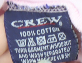 Brand and care label for Crew Clothing Men's Pink M 1/4 Zip Sweatshirt
