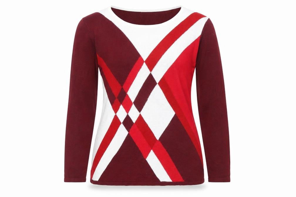 Damart Women's Multicoloured M Knit Argyle T-Shirt