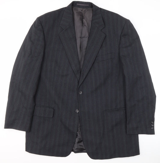 Daniel Drescott Men's Grey Striped Blazer, Size 46R