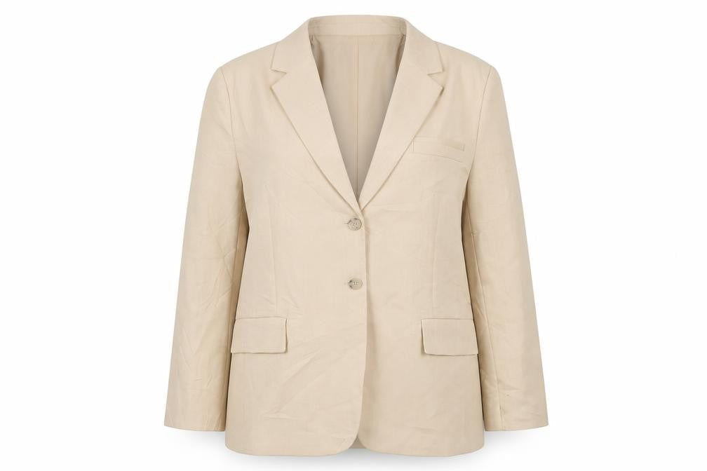 Zara Women Beige Blazer Size 16 with Notch Lapel
