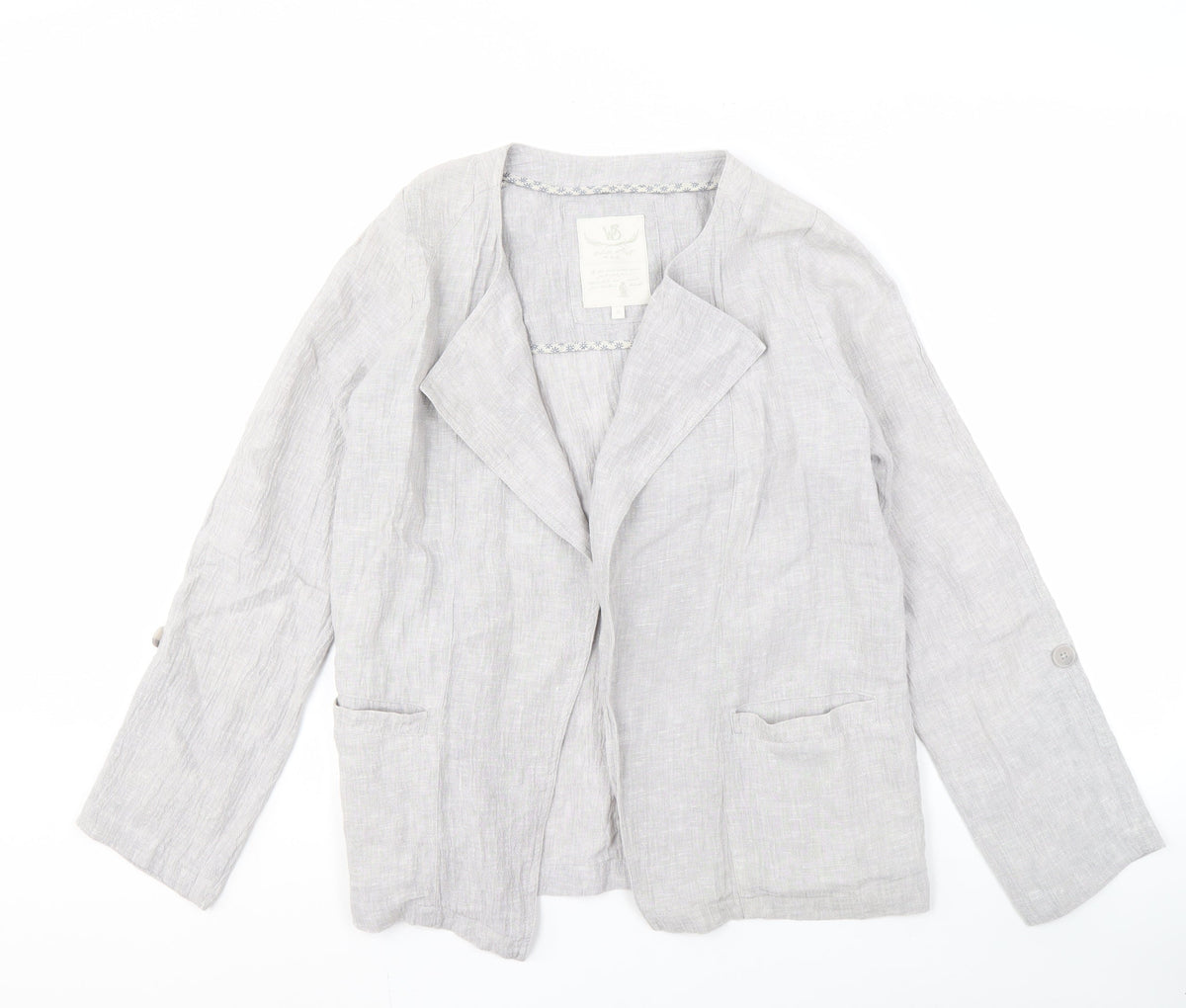 White Stuff Women's Grey Linen Blazer Size 8