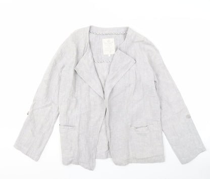 White Stuff Women's Grey Linen Blazer Size 8
