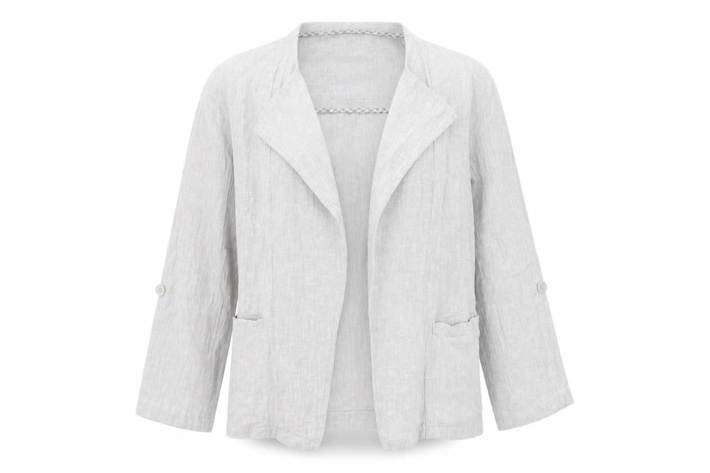 White Stuff Women's Grey Linen Blazer Size 8