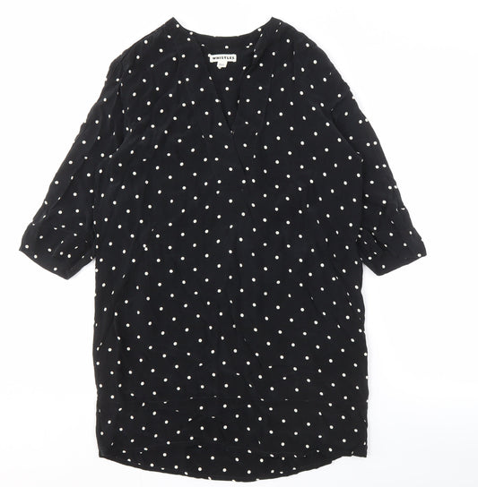 Whistles Women's Black Polka Dot Shirt Dress Size 8