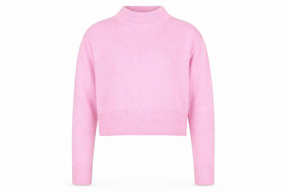 Topshop Women's Pink High Neck Pullover Jumper