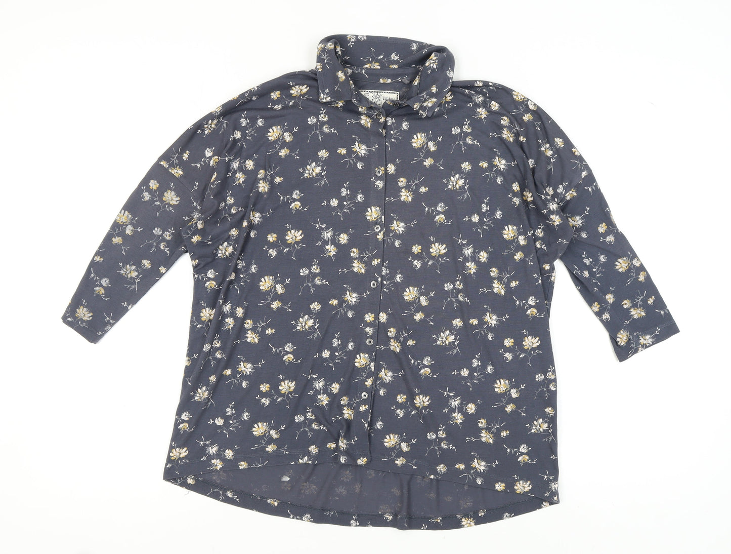 Fat Face Women's Blue Floral Button-Up Top Size 10