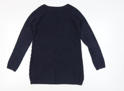 FatFace Women's Blue Open-Knit Pullover Jumper Size 10
