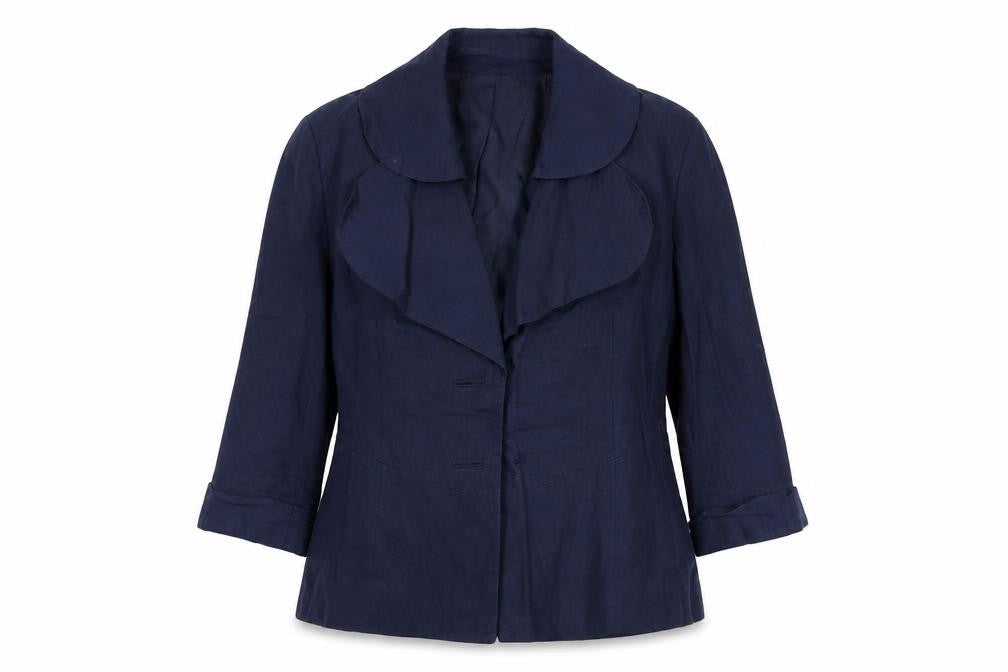 Great Plains Women's Blue Linen Blazer L