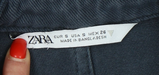 Zara Women's Black Long Cotton Jacket Casual S