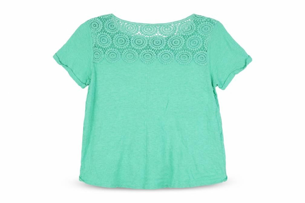 Lands' End Women's Green Linen Tee, Petites L