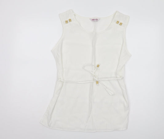 Bonmarché Women's White Sleeveless Tank Top