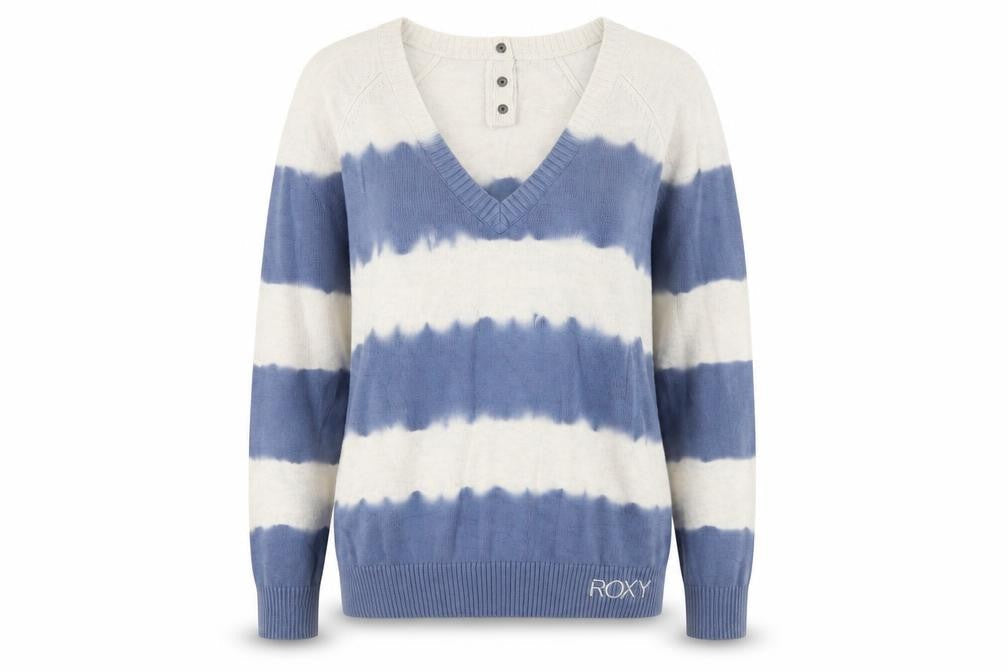 Roxy Women's Blue Beige Striped Pullover Jumper Size 6