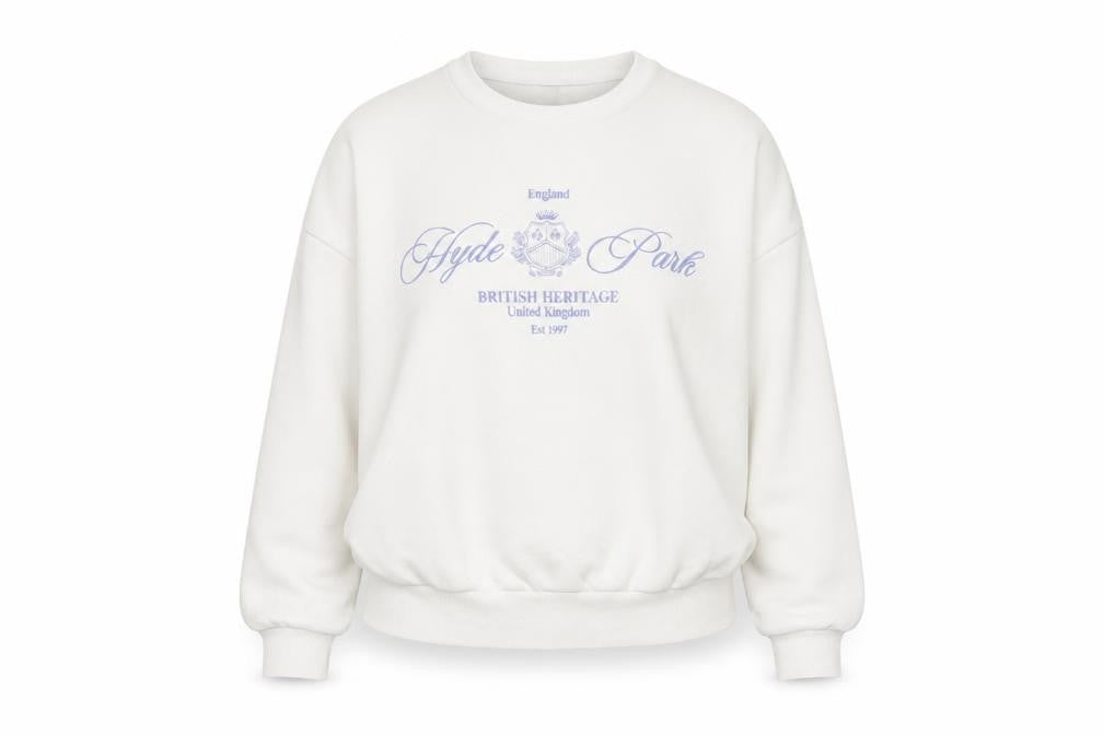 Stradivarius Women's White Logo Pullover Sweatshirt Size 12
