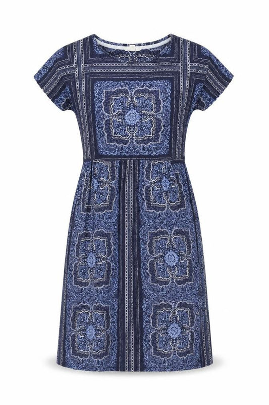 White Stuff Women's Blue Dress UK 10 Geometric Pattern