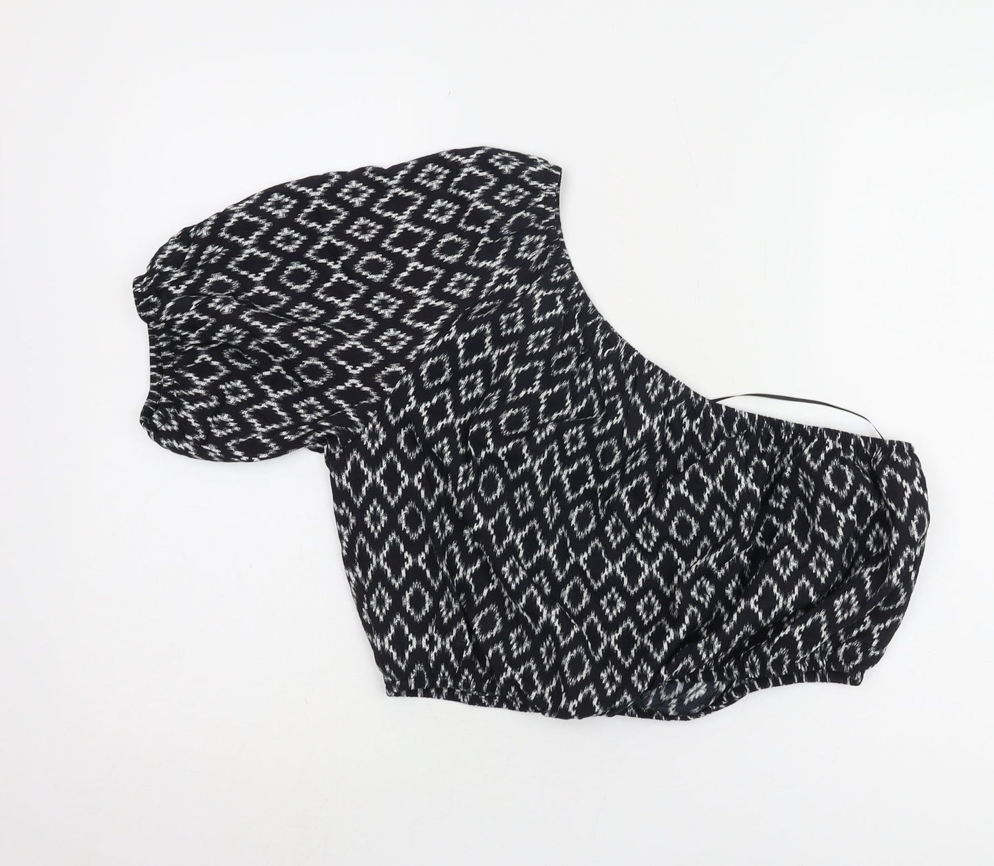 Banana Republic Women's Black Geometric Cropped Top - Size S