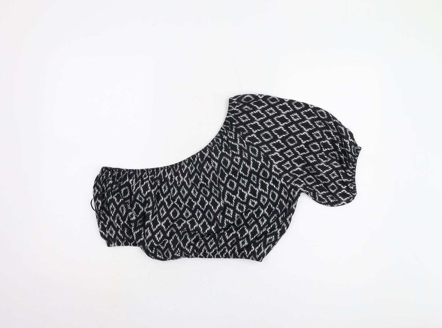 Banana Republic Women's Black Geometric Cropped Top - Size S