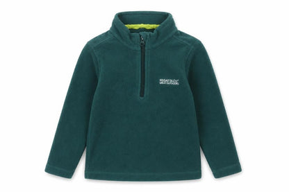 Front view of Regatta boys’ green fleece henley sweatshirt 3-4 years