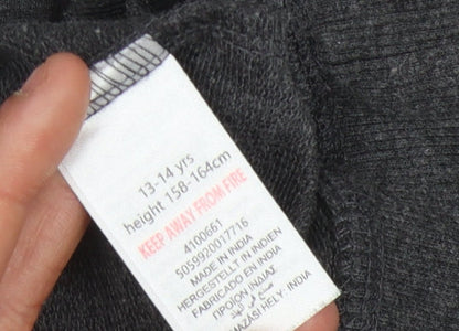 Brand and care label for Disney girls’ grey mickey & minnie sweatshirt - 13-14 years