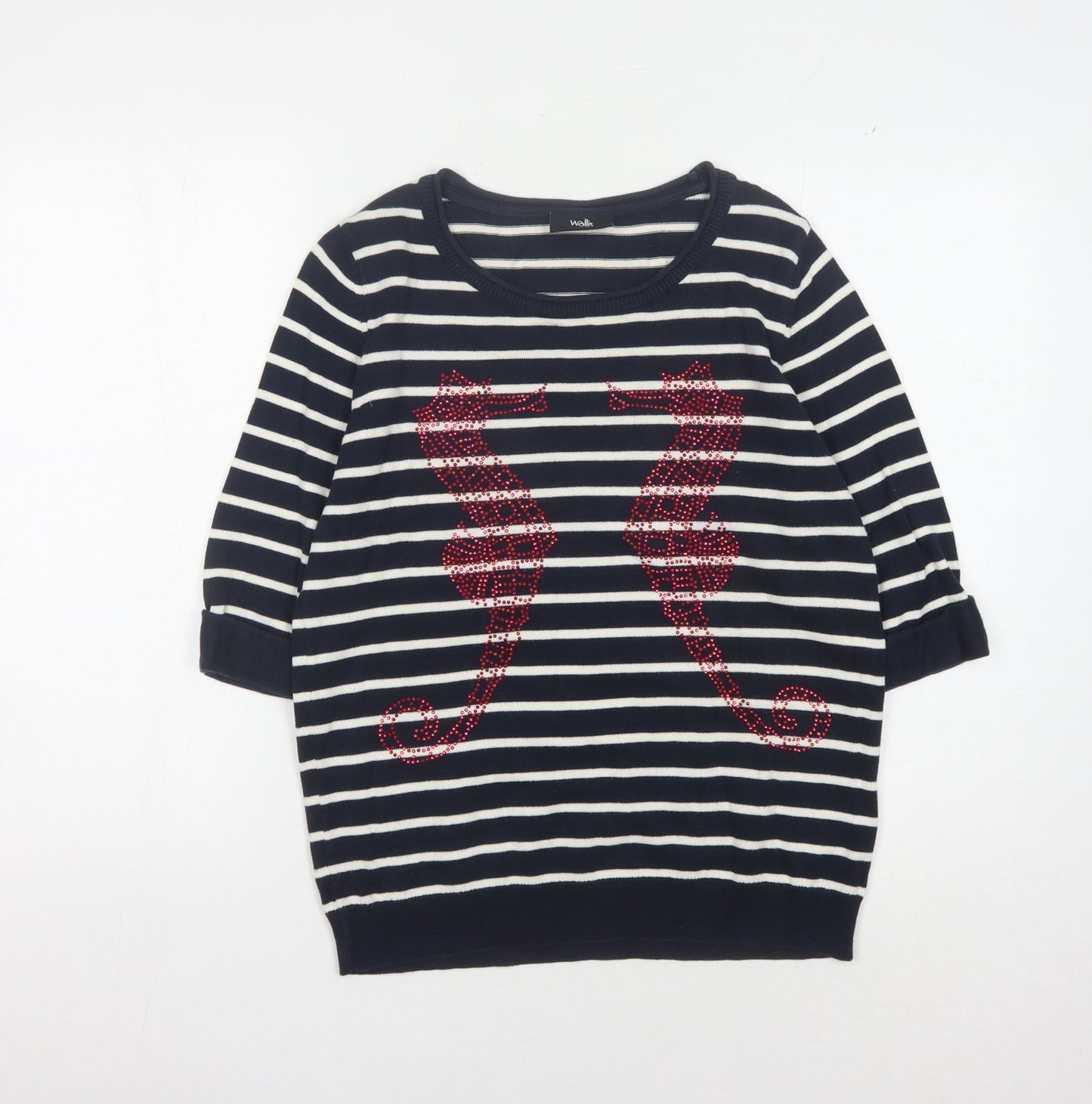 Wallis Women's Black Striped Pullover S Nautical