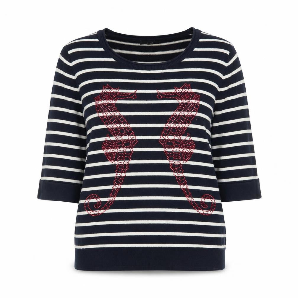 Wallis Women's Black Striped Pullover S Nautical