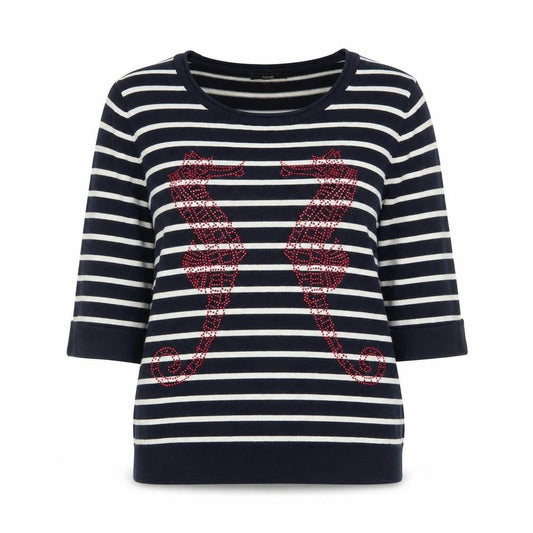 Wallis Women's Black Striped Pullover S Nautical