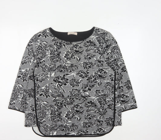 Marks and Spencer Women's Black Floral Jumper, Size 16