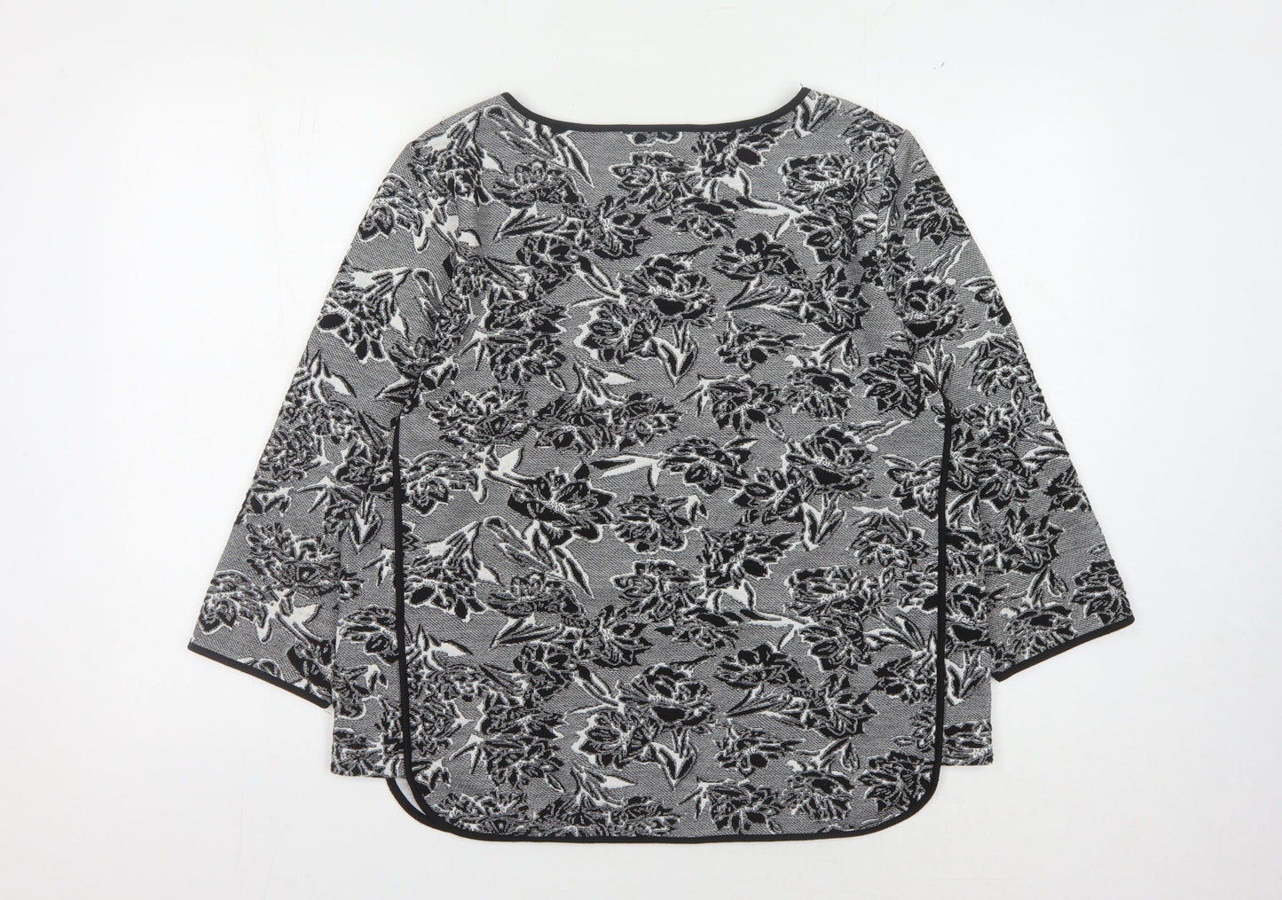 Marks and Spencer Women's Black Floral Jumper, Size 16