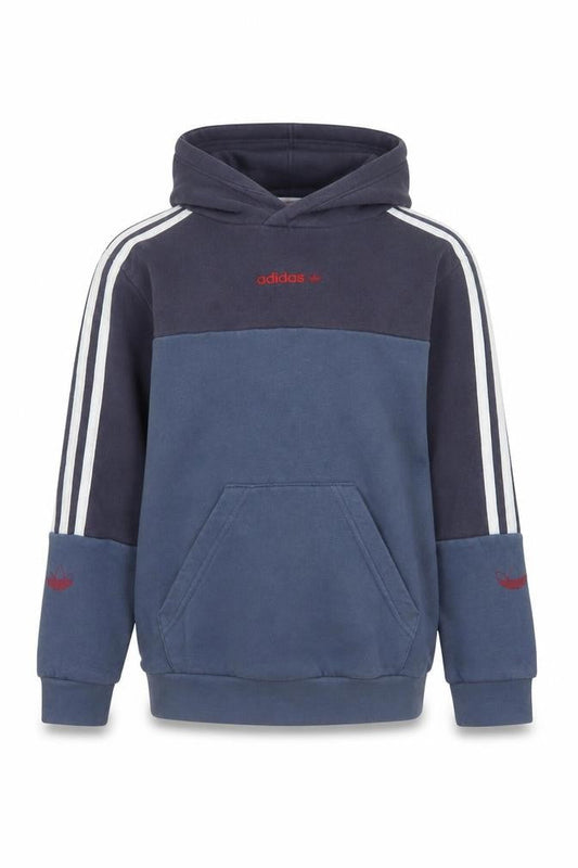 Adidas Boys Blue Pullover Hoodie XS Colourblock